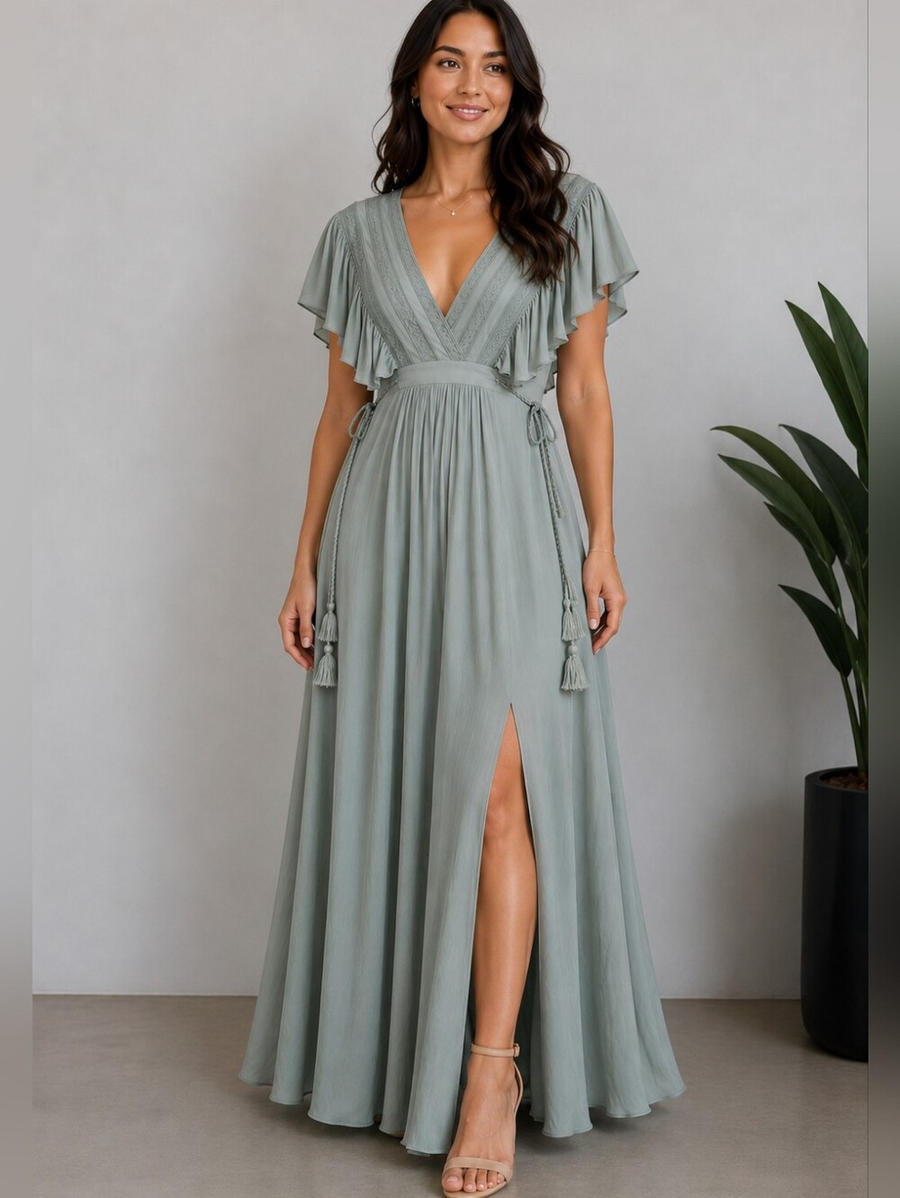 Baltic Born 2X Jennifer Maxi Dress Sage Green Boho Goddess Ethereal Cottagcore